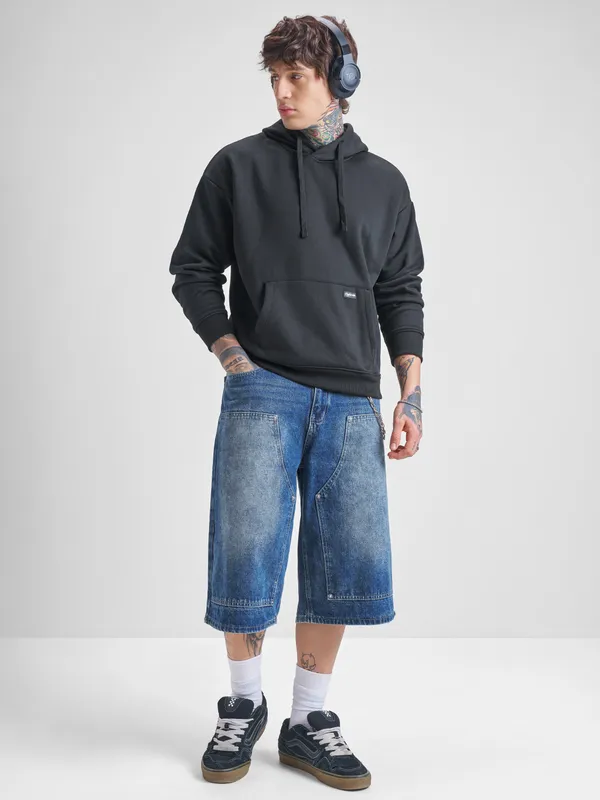 Highlander Men Black Hooded Pullover Sweatshirt