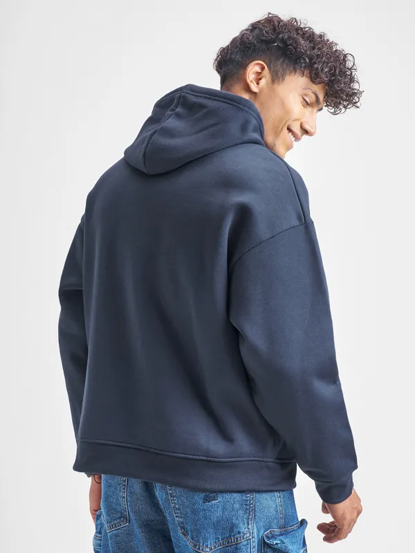 Highlander Men Navy Blue Hooded Pullover Sweatshirt