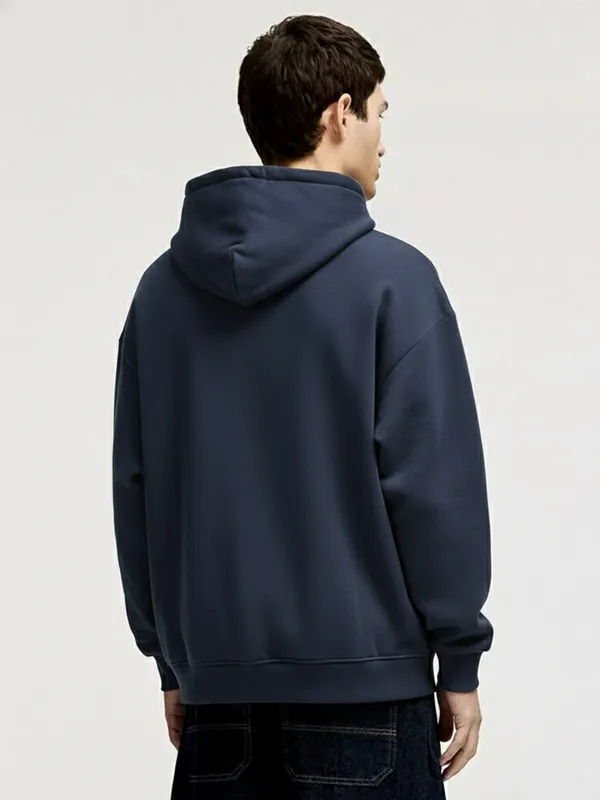 Highlander Men Navy Blue Hooded Pullover Sweatshirt