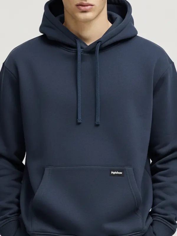 Highlander Men Navy Blue Hooded Pullover Sweatshirt