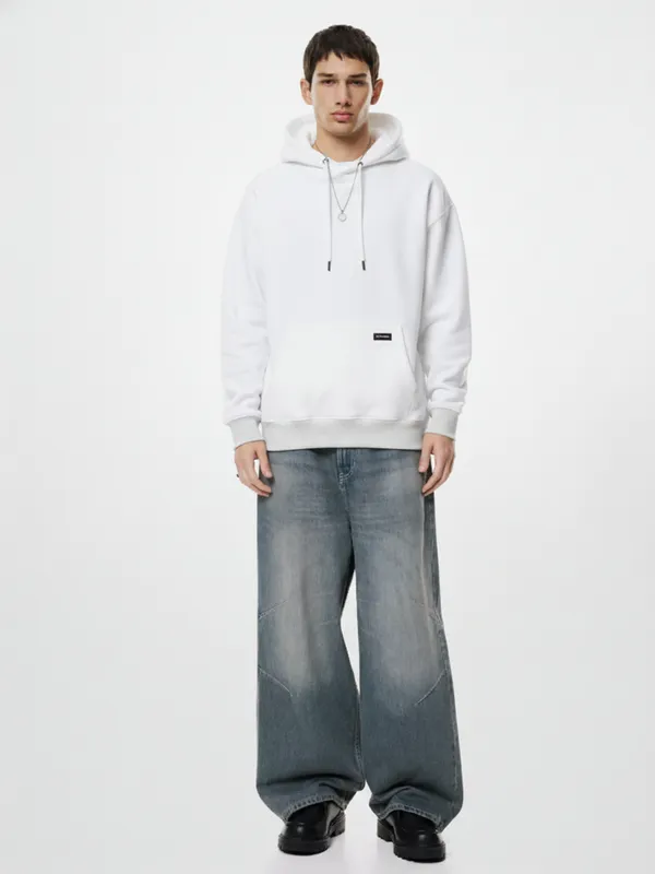 Highlander Men White Hooded Pullover Sweatshirt