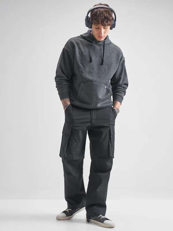 Highlander Men Grey Hooded Pullover Sweatshirt