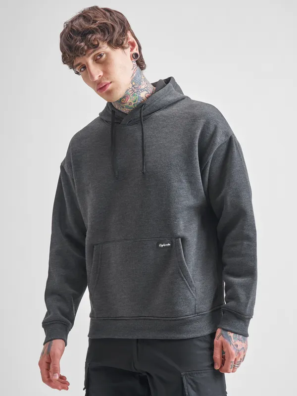 Highlander Men Grey Hooded Pullover Sweatshirt