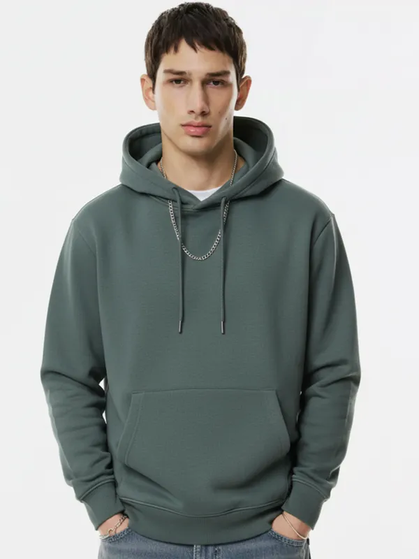 Highlander Men Green Hooded Pullover Sweatshirt