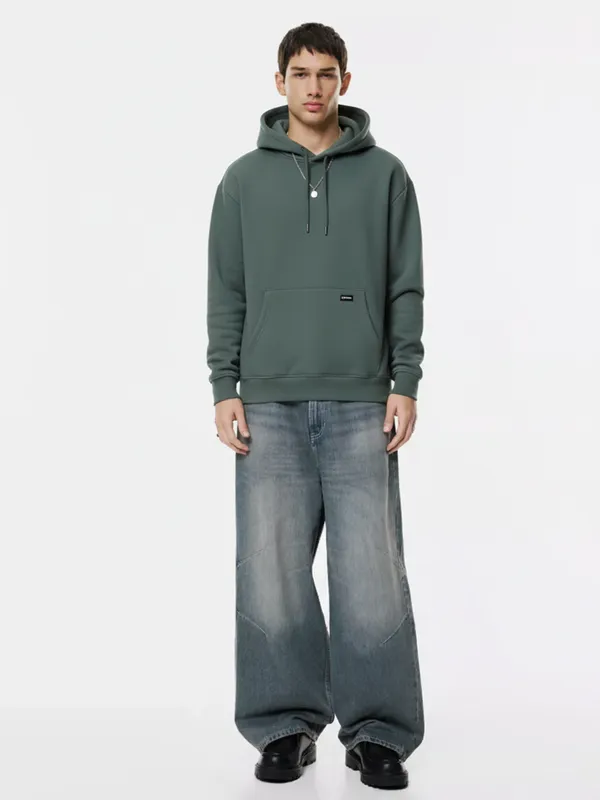 Highlander Men Green Hooded Pullover Sweatshirt