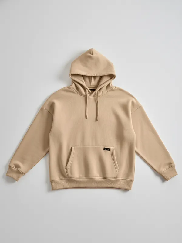 Highlander Men Beige Hooded Pullover Sweatshirt