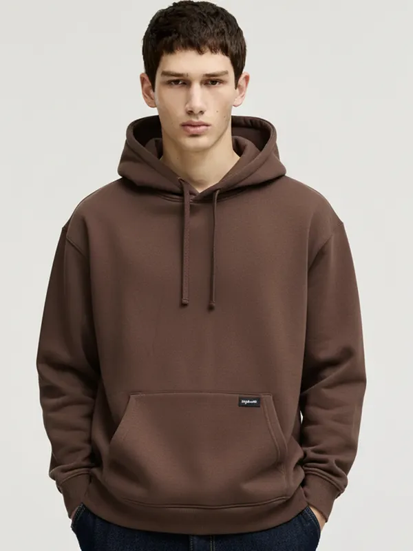 Highlander Men Brown Hooded Pullover Sweatshirt