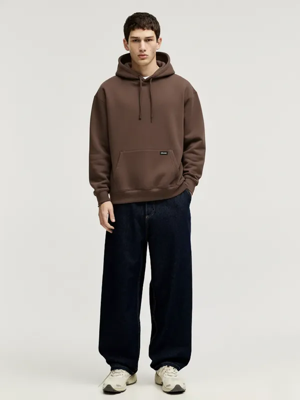 Highlander Men Brown Hooded Pullover Sweatshirt