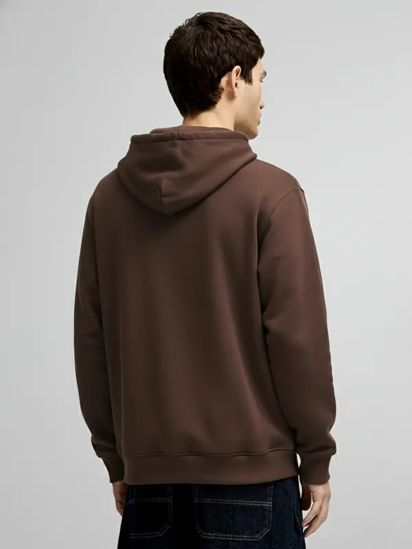 Highlander Men Brown Hooded Pullover Sweatshirt