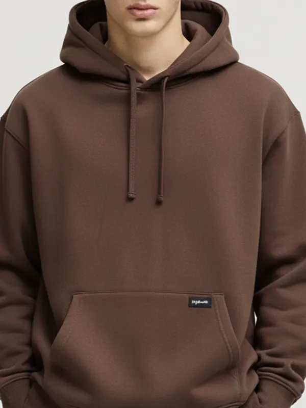 Highlander Men Brown Hooded Pullover Sweatshirt