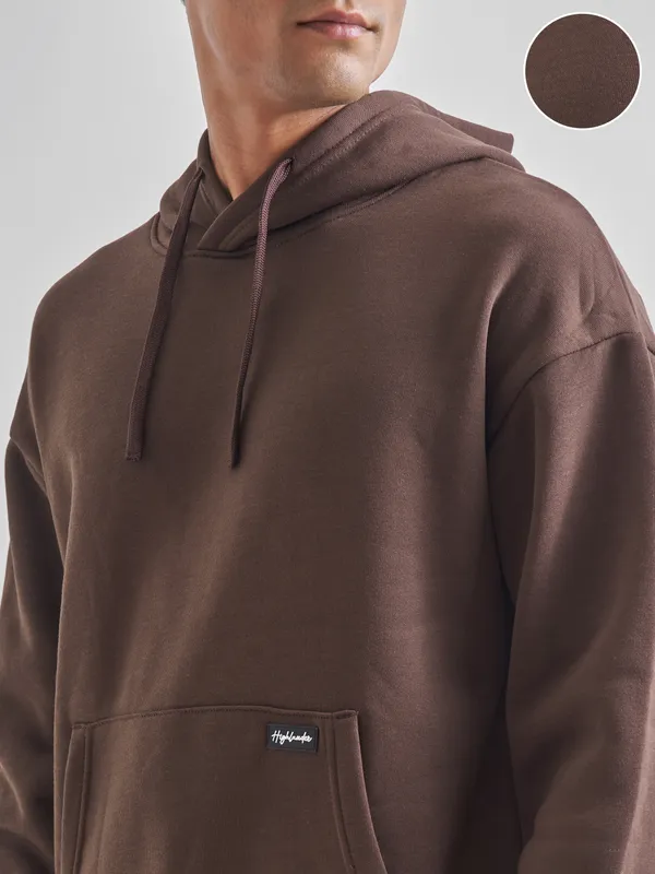 Highlander Men Brown Hooded Pullover Sweatshirt