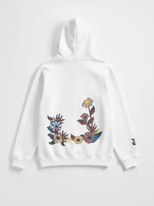 Highlander Men White Hooded Pullover Sweatshirt