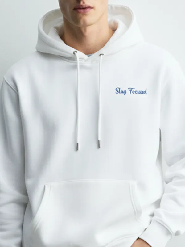 Highlander Men White Hooded Pullover Sweatshirt