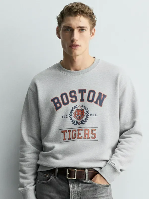 Highlander Men White Round Neck Pullover Sweatshirt