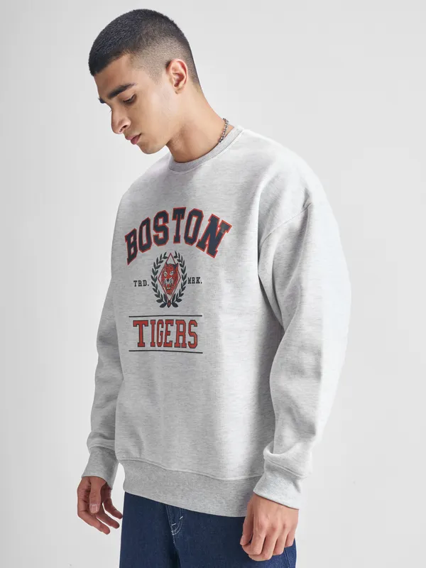 Highlander Men White Round Neck Pullover Sweatshirt