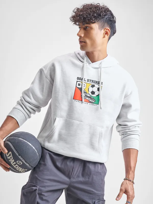 Highlander Men White Hooded Pullover Sweatshirt