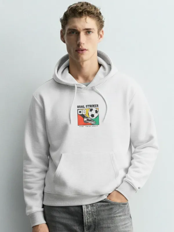 Highlander Men White Hooded Pullover Sweatshirt