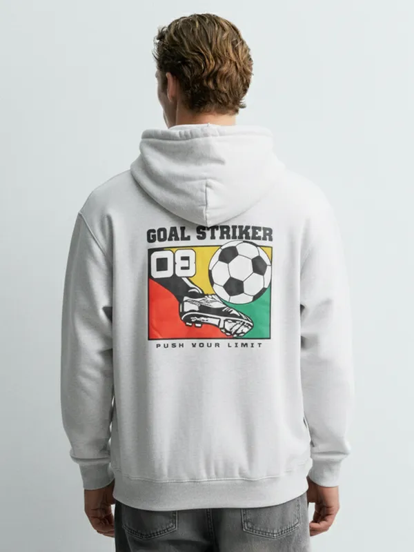 Highlander Men White Hooded Pullover Sweatshirt