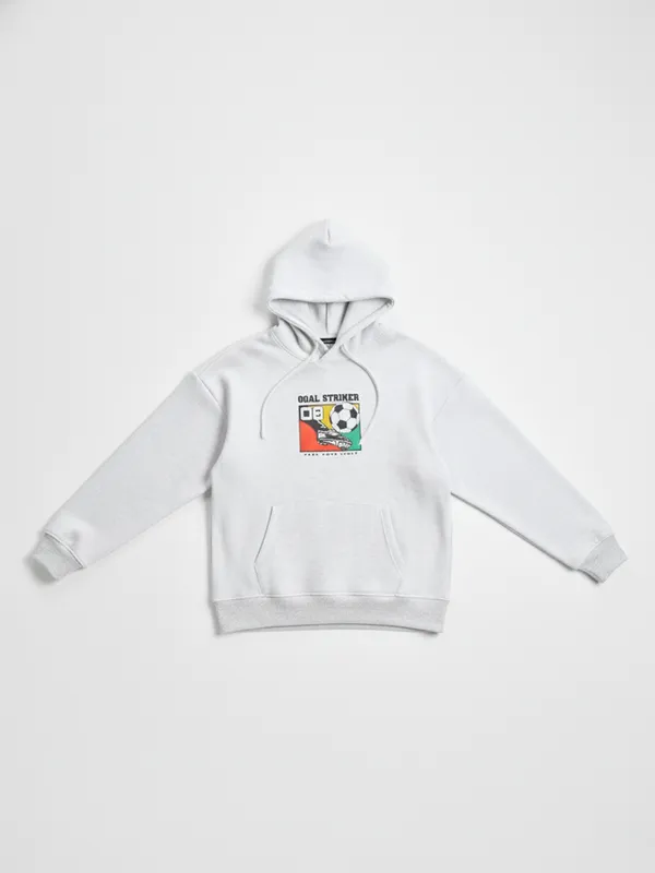 Highlander Men White Hooded Pullover Sweatshirt