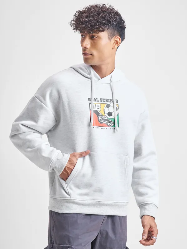 Highlander Men White Hooded Pullover Sweatshirt