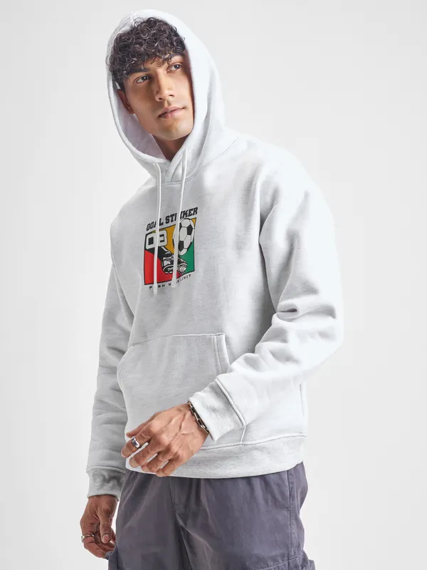 Highlander Men White Hooded Pullover Sweatshirt