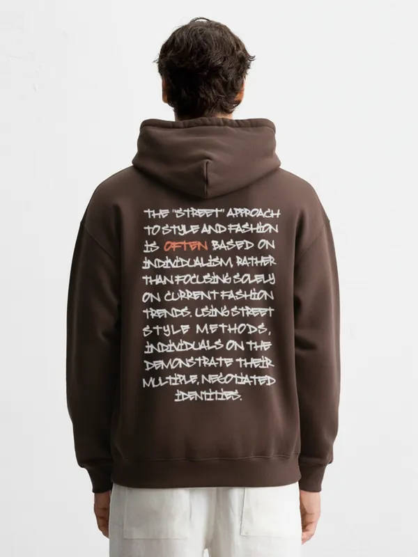 Highlander Men Brown Hooded Pullover Sweatshirt