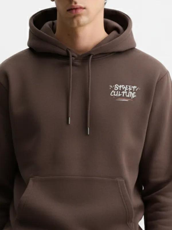 Highlander Men Brown Hooded Pullover Sweatshirt