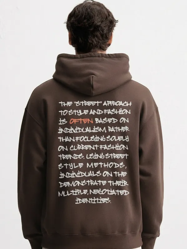 Highlander Men Brown Hooded Pullover Sweatshirt