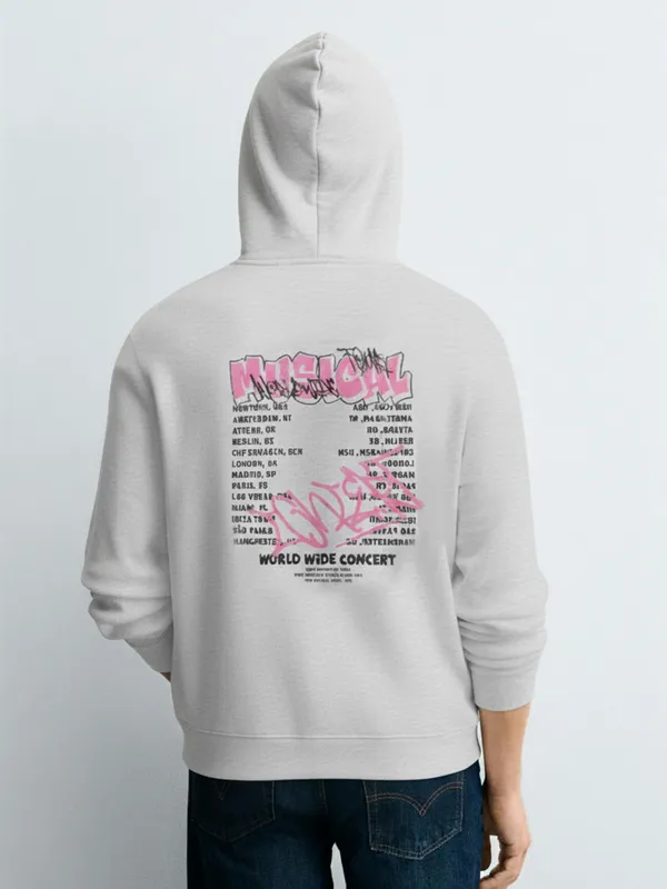 Highlander Men White Hooded Pullover Sweatshirt