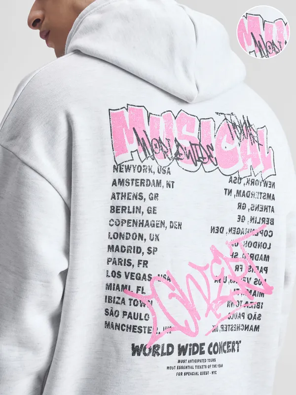 Highlander Men White Hooded Pullover Sweatshirt