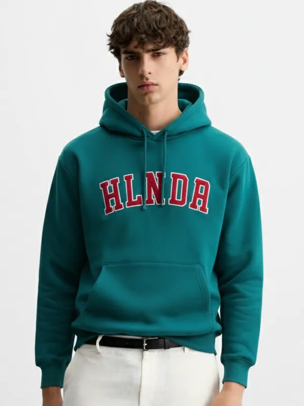 Highlander Men Teal Hooded Pullover Sweatshirt