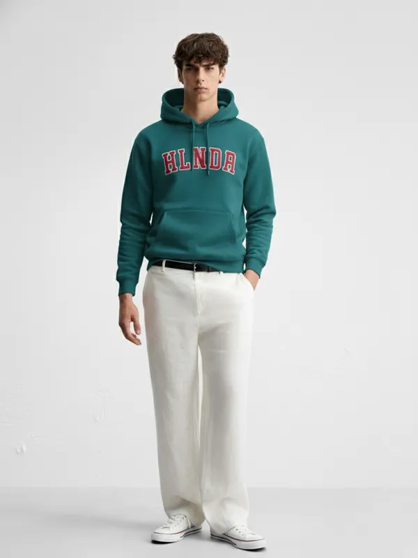 Highlander Men Teal Hooded Pullover Sweatshirt