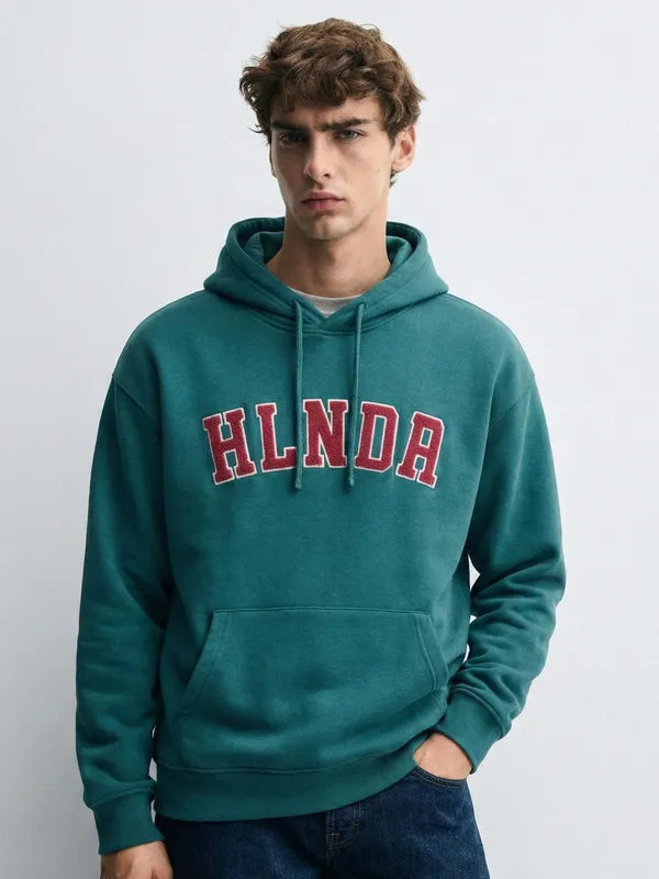 Highlander Men Teal Hooded Pullover Sweatshirt