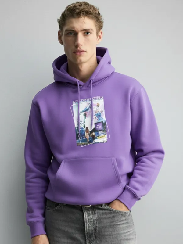 Highlander Men Purple Hooded Pullover Sweatshirt