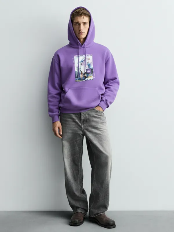 Highlander Men Purple Hooded Pullover Sweatshirt