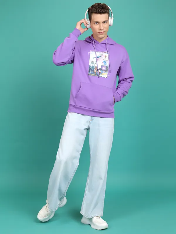 Highlander Men Purple Hooded Pullover Sweatshirt