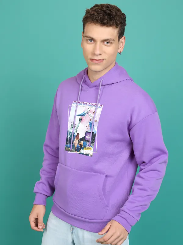 Highlander Men Purple Hooded Pullover Sweatshirt