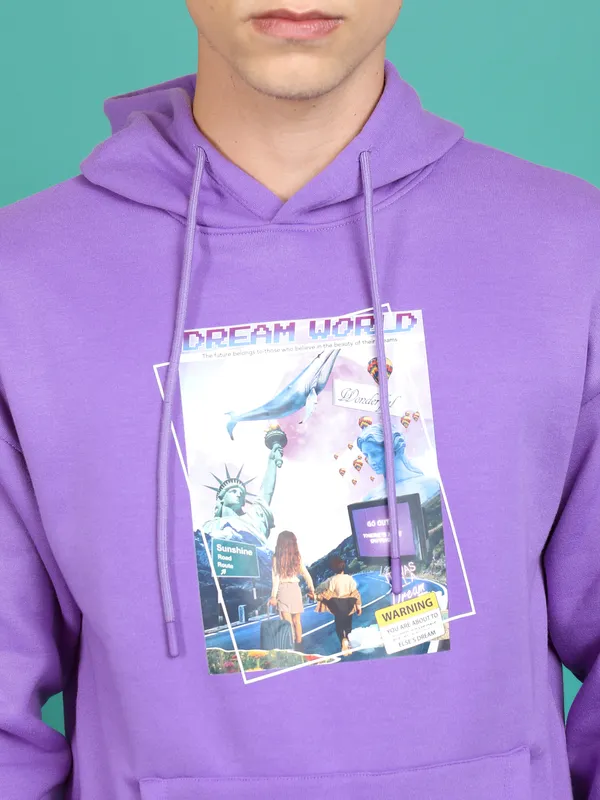 Highlander Men Purple Hooded Pullover Sweatshirt