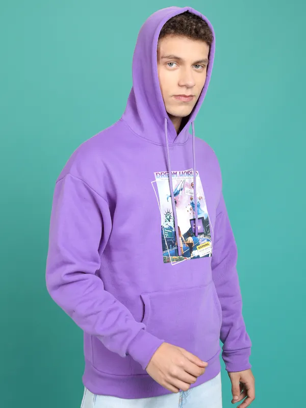 Highlander Men Purple Hooded Pullover Sweatshirt