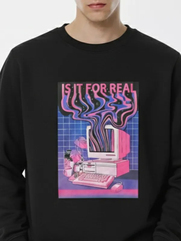 Highlander Men Black Round Neck Pullover Sweatshirt