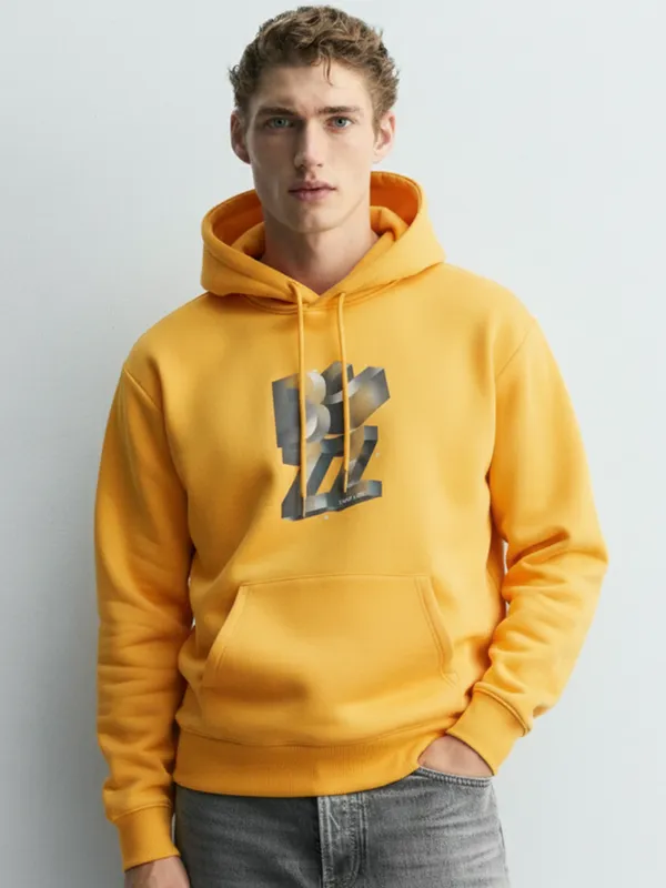 Highlander Men Yellow Hooded Pullover Sweatshirt