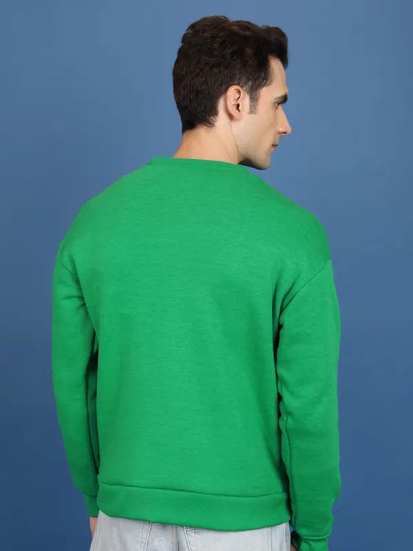 Highlander Men Green Round Neck Pullover Sweatshirt