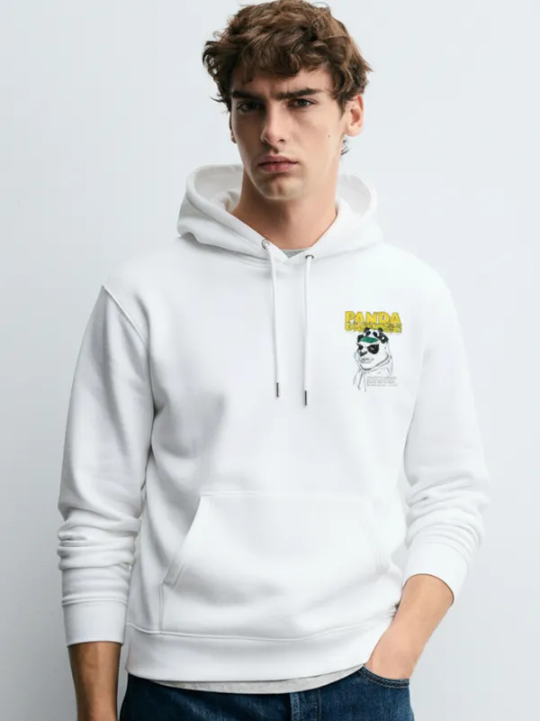 Highlander Men White Hooded Pullover Sweatshirt
