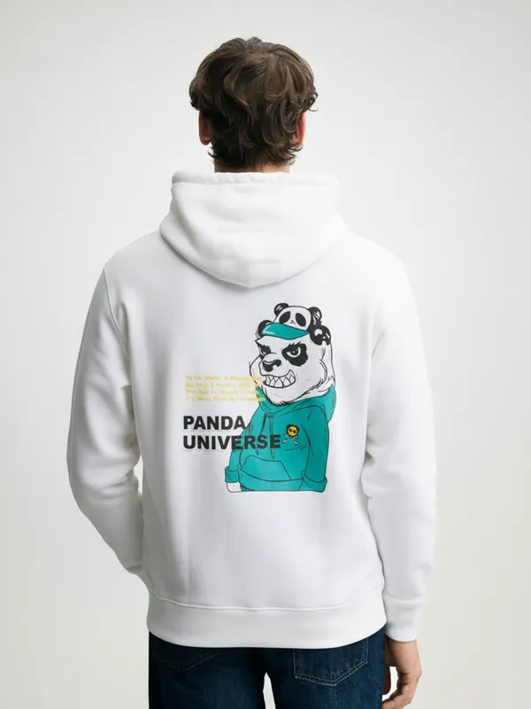 Highlander Men White Hooded Pullover Sweatshirt