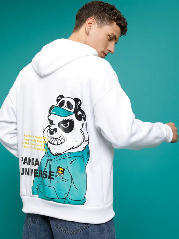 Highlander Men White Hooded Pullover Sweatshirt