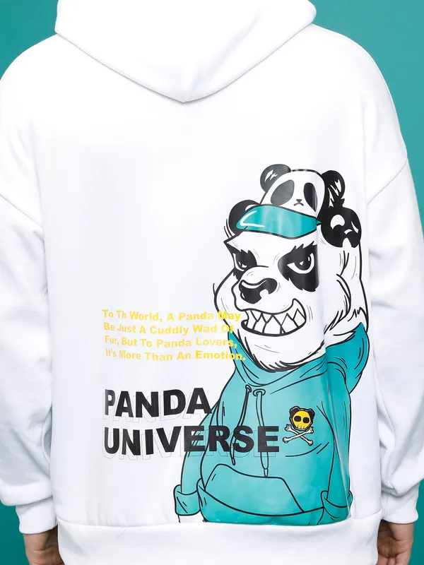 Highlander Men White Hooded Pullover Sweatshirt