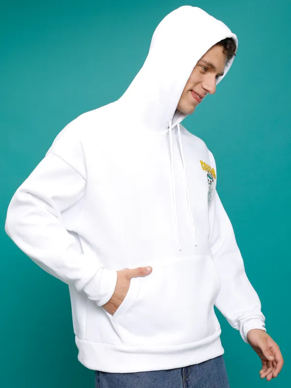 Highlander Men White Hooded Pullover Sweatshirt