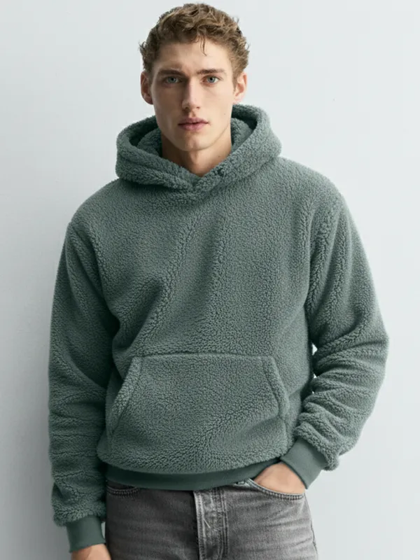 Highlander Men Green Hooded Pullover Sweatshirt