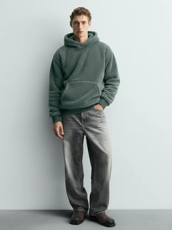 Highlander Men Green Hooded Pullover Sweatshirt