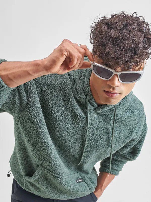 Highlander Men Green Hooded Pullover Sweatshirt